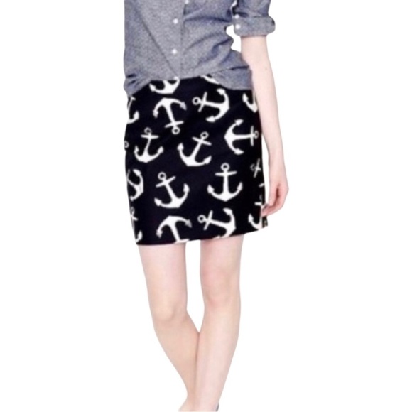 J. Crew Dresses & Skirts - J.CREW Nautical Navy Anchor Print Mini Skirt Size 4